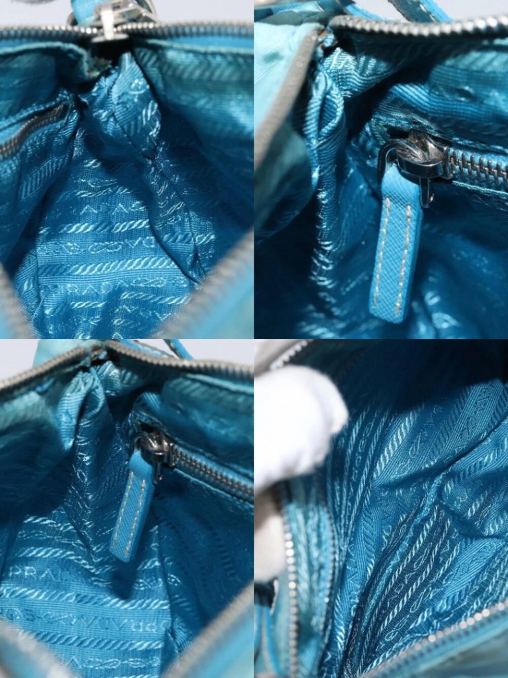 PRADA Shoulder Bag Nylon Light Blue Silver Auth LNZ298 - Picture 13 of 15
